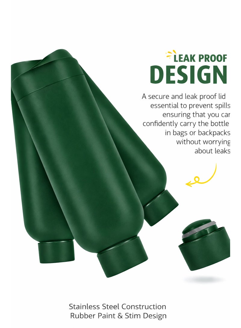 micro speed Stainless Steel Insulated Water Bottle – 500ml - Double Wall Vacuum Flask | Hot & Cold Thermos for Kids, School, Sports & Travel | Leak-Proof, Sweat-Free Design – Green - Image 5